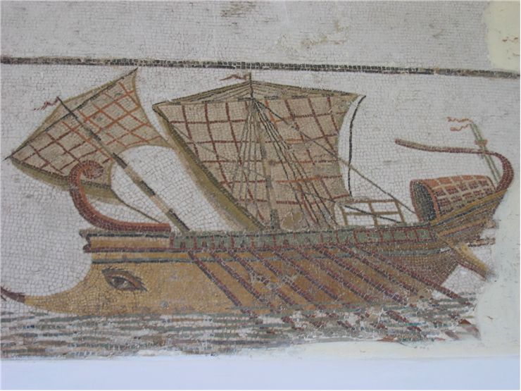 Picture Of Mosaic Of A Roman Trireme Ancient Piracy