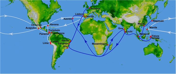 Picture Of Portuguese Spanish Trade Routes From 16th Century